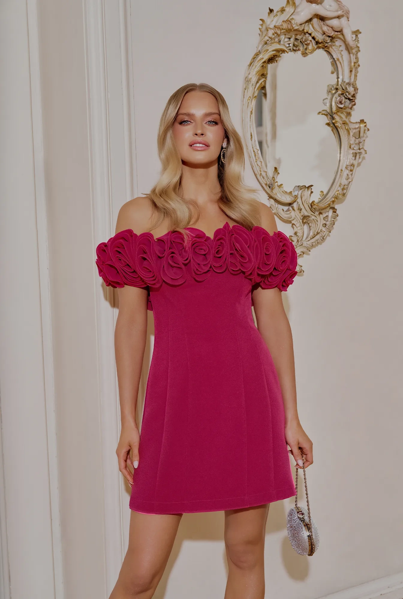 Graft - Mini robe rose avec embellissement floral