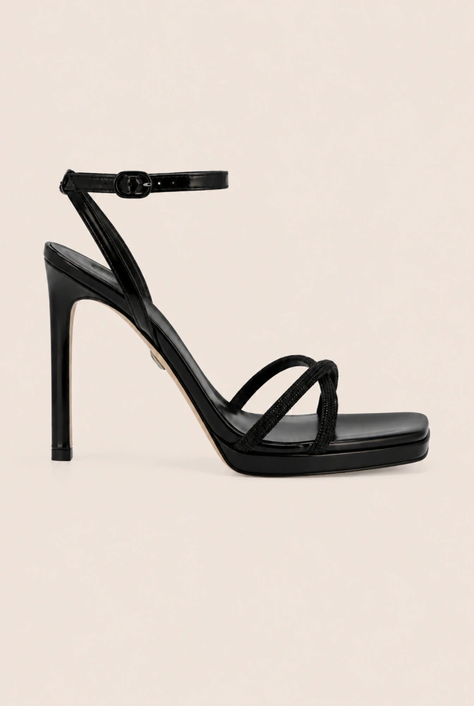 Blackdoe - Cuir naturel - sandales en cuir verni avec lanières brillantes
