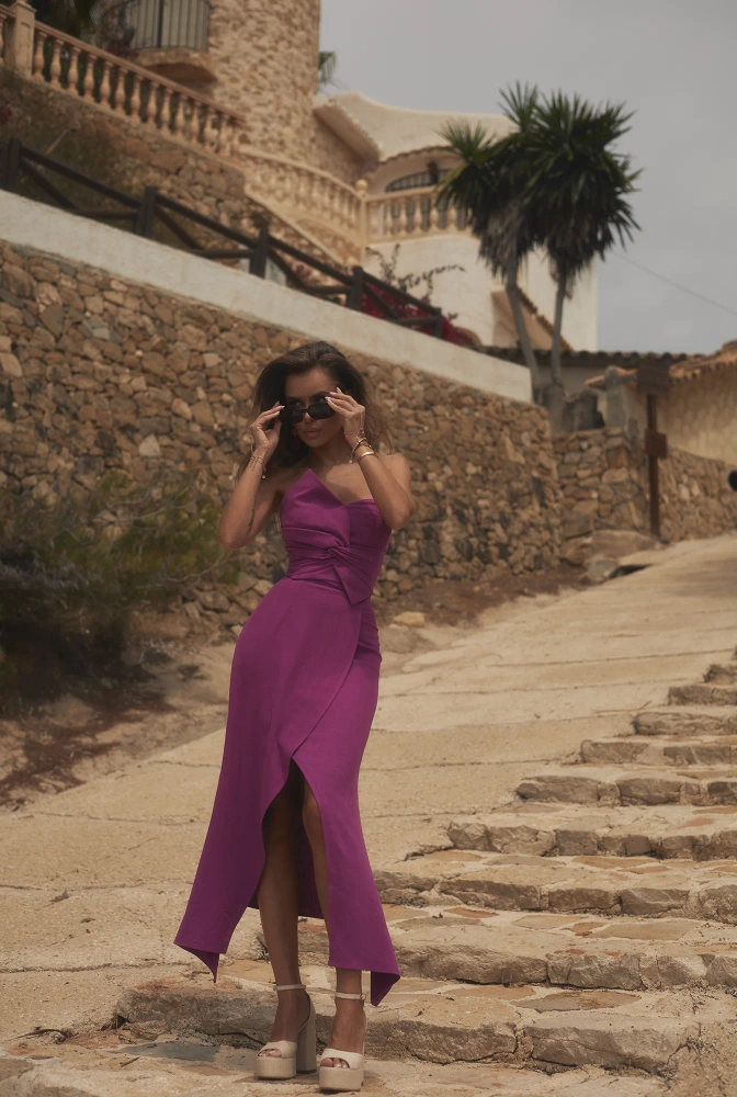 Medea - Ensemble corset et jupe midi fuchsia