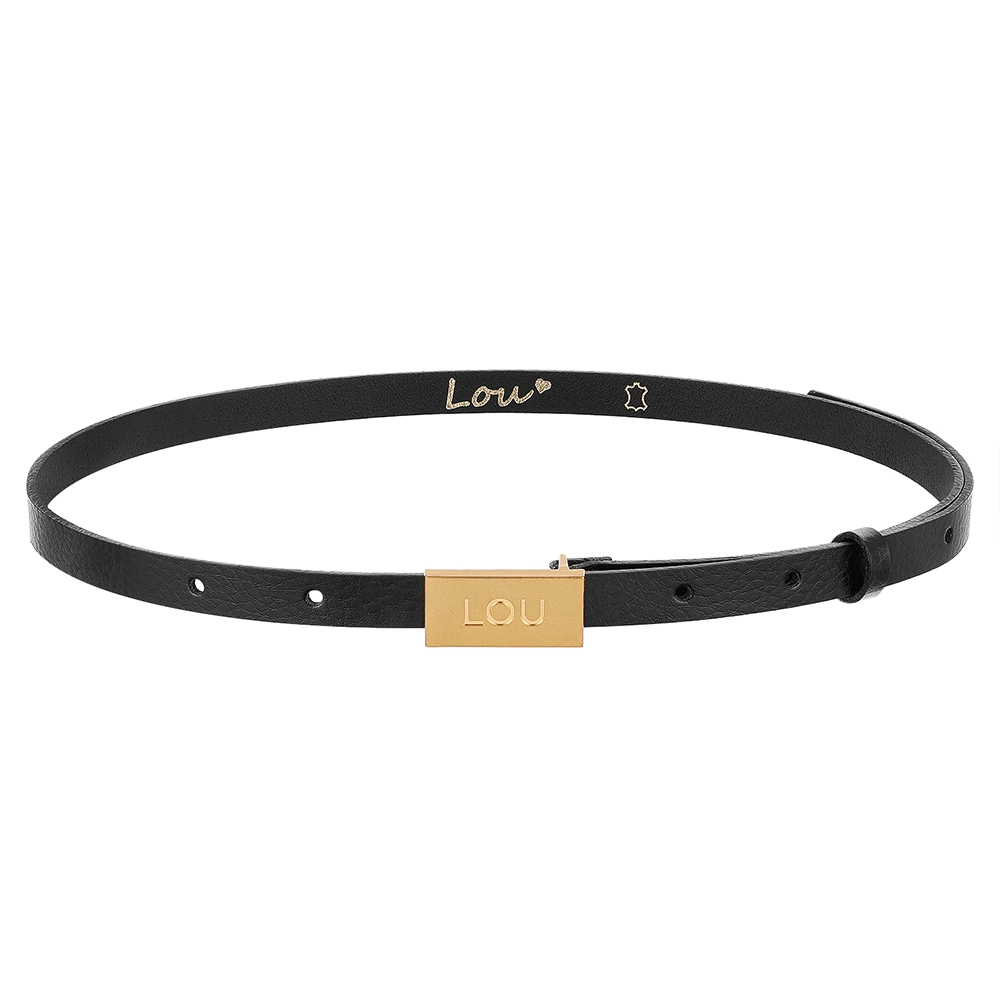 Ceinture Lita - Élégante ceinture noire pour femme avec boucle dorée