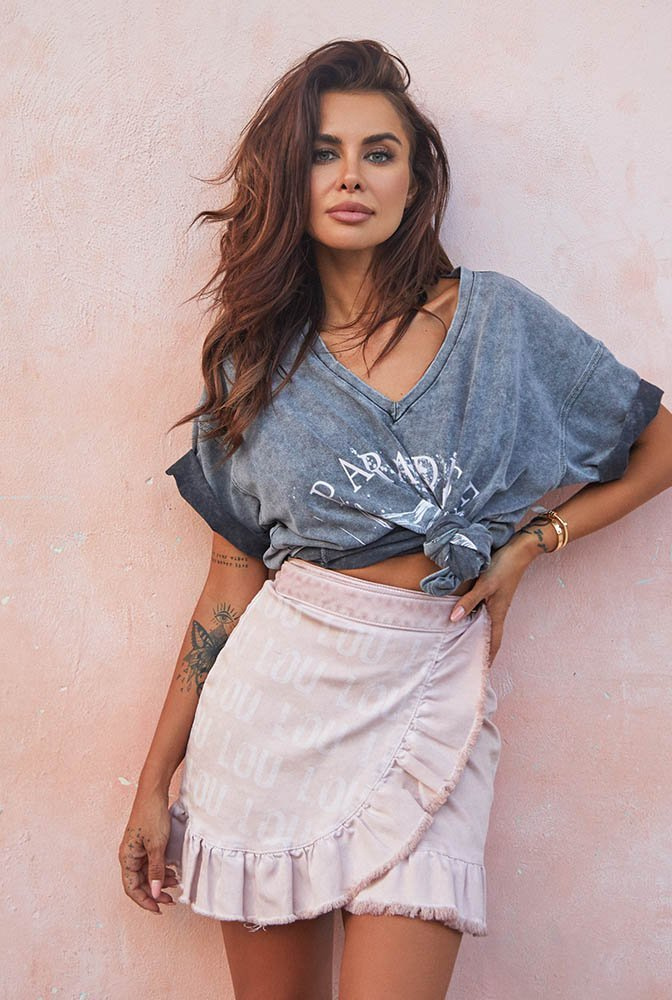 Danica - jupe poudreuse avec logos subtils