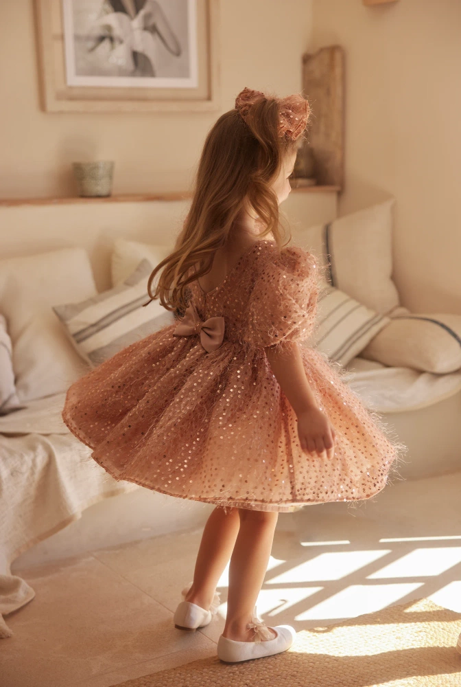 Kimi - Mini robe pour enfants avec bouffants et nœud décoratif