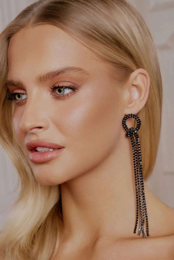 Lope - boucles d'oreilles noires avec zircons ajoutés