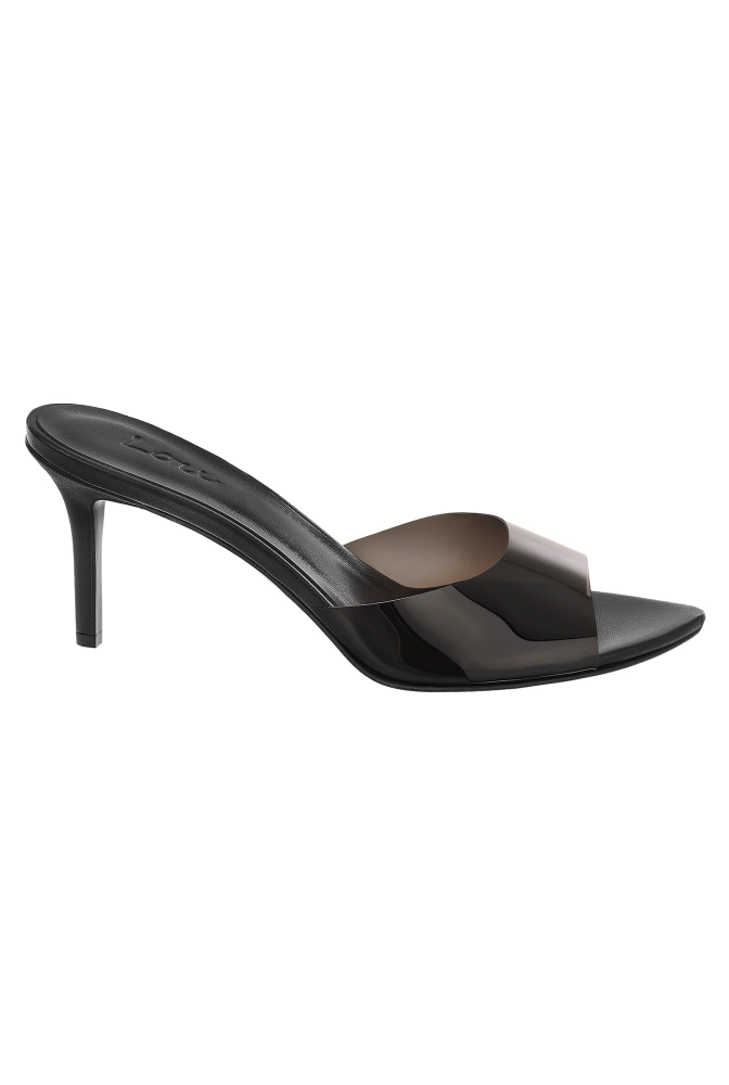 Femi - Talons aiguilles noirs avec lanière transparente