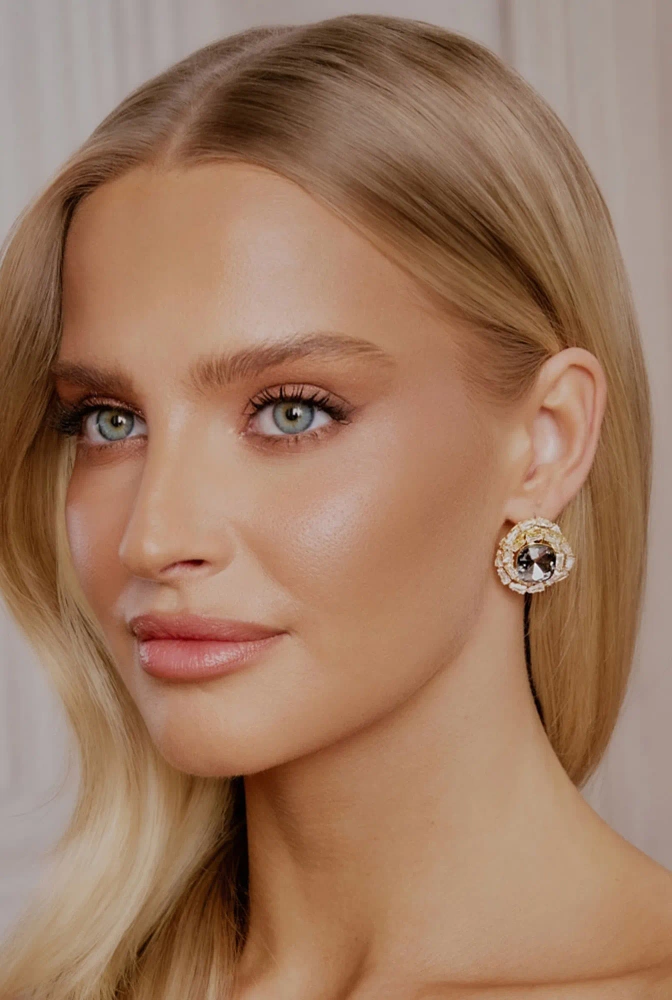 Moxie - boucles d'oreilles plaquées or avec cristal noir