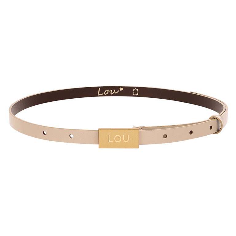 Ceinture Lita - Ceinture pour femmes de couleur écrue avec boucle dorée exclusive