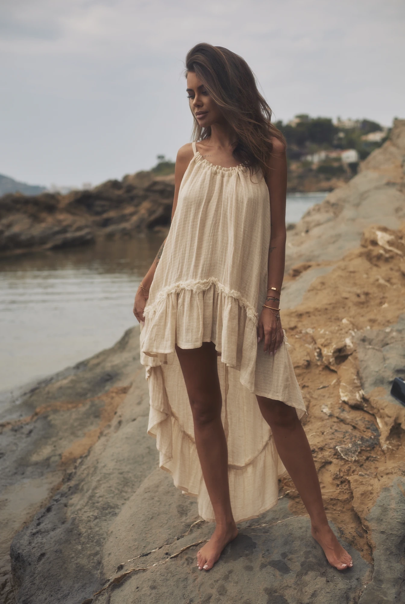 Bina - Robe longue beige boho