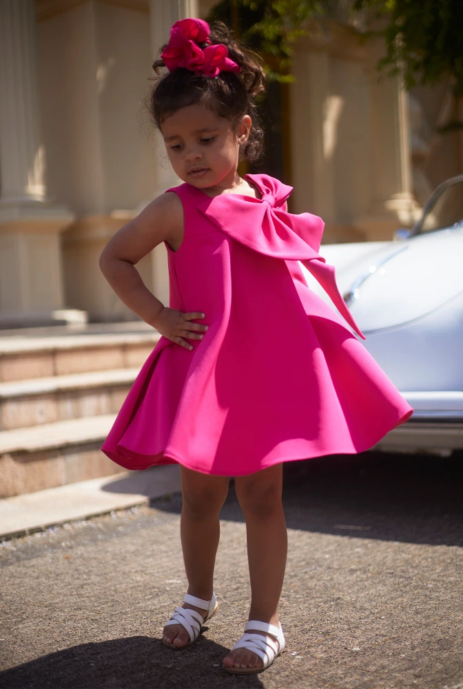 Mist - Robe rose pour enfants avec nœud et gomme à cheveux