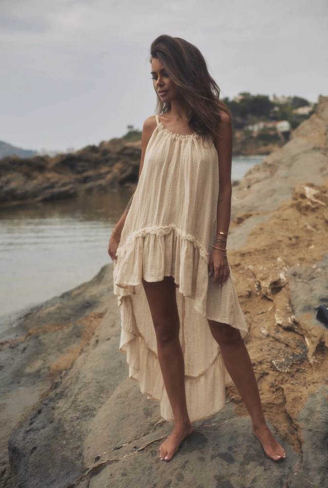 Bina - Robe longue beige boho